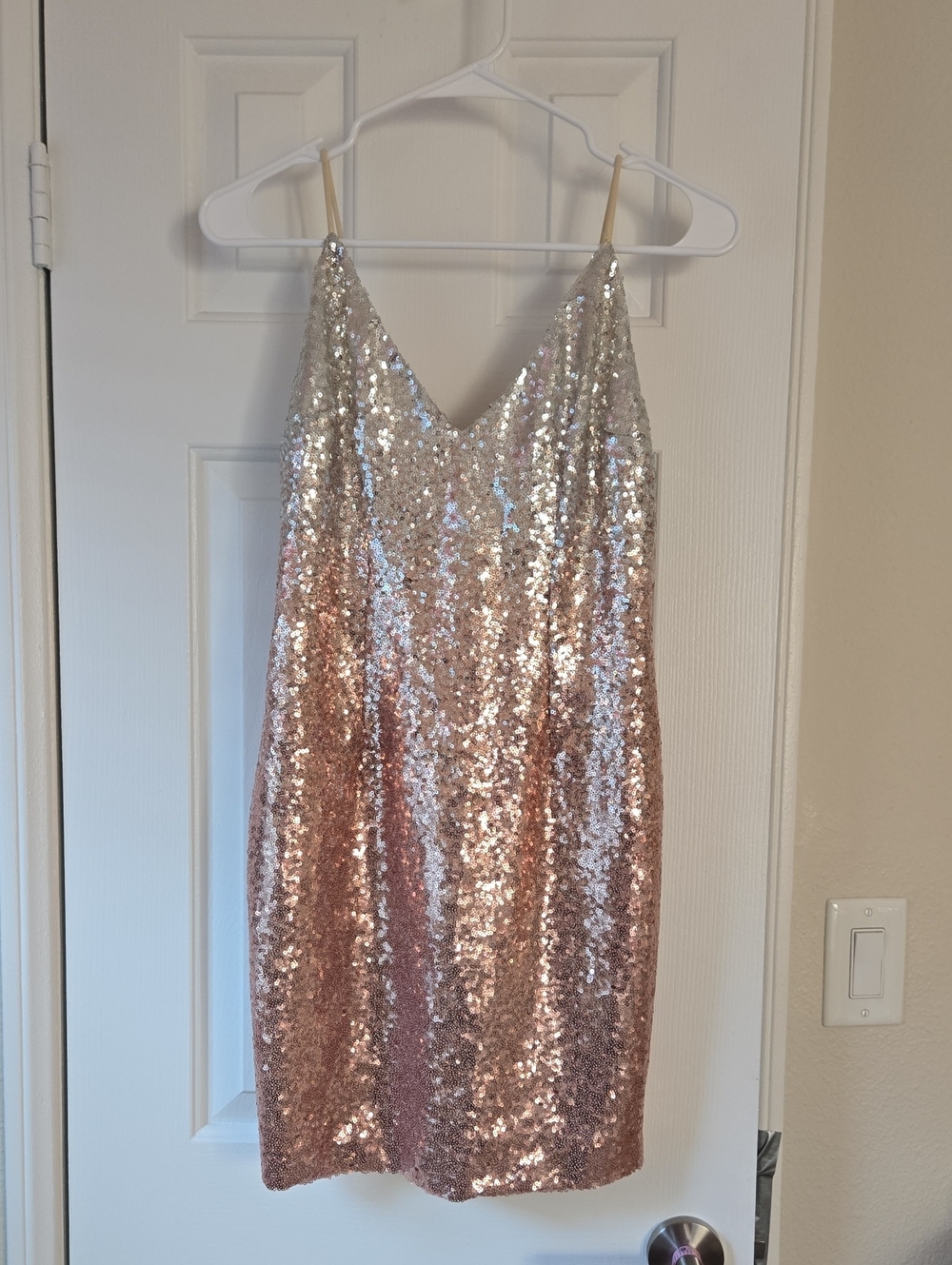 Windsor Sequin Slip Dress in Blush and Silver